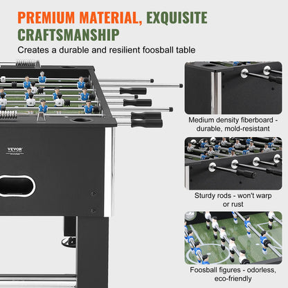 SucceBuy Foosball Table Game 55in Soccer Tabletop Standard Size Tabletops for Home Family Game Room Soccer w/Foosball Table Set