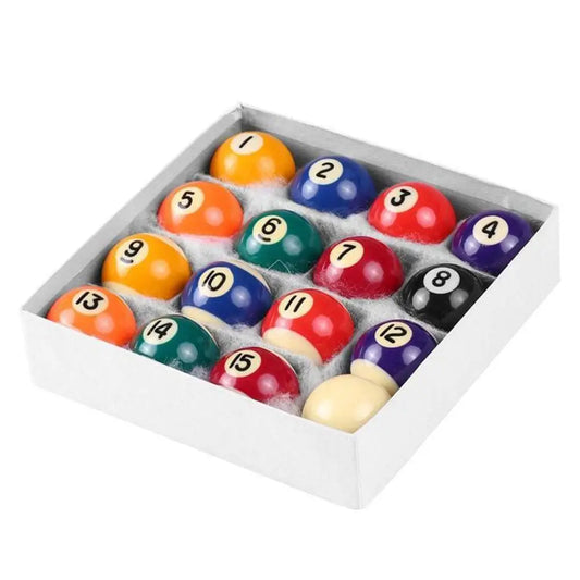 Resin billiard ball set for pool table, small billiard balls, complete set