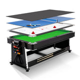 Custom 7ft 4-in-1 Multi-Function Game Table with Pong Air Hockey Pool and Dining Commercial Grade Space Saving Versatile